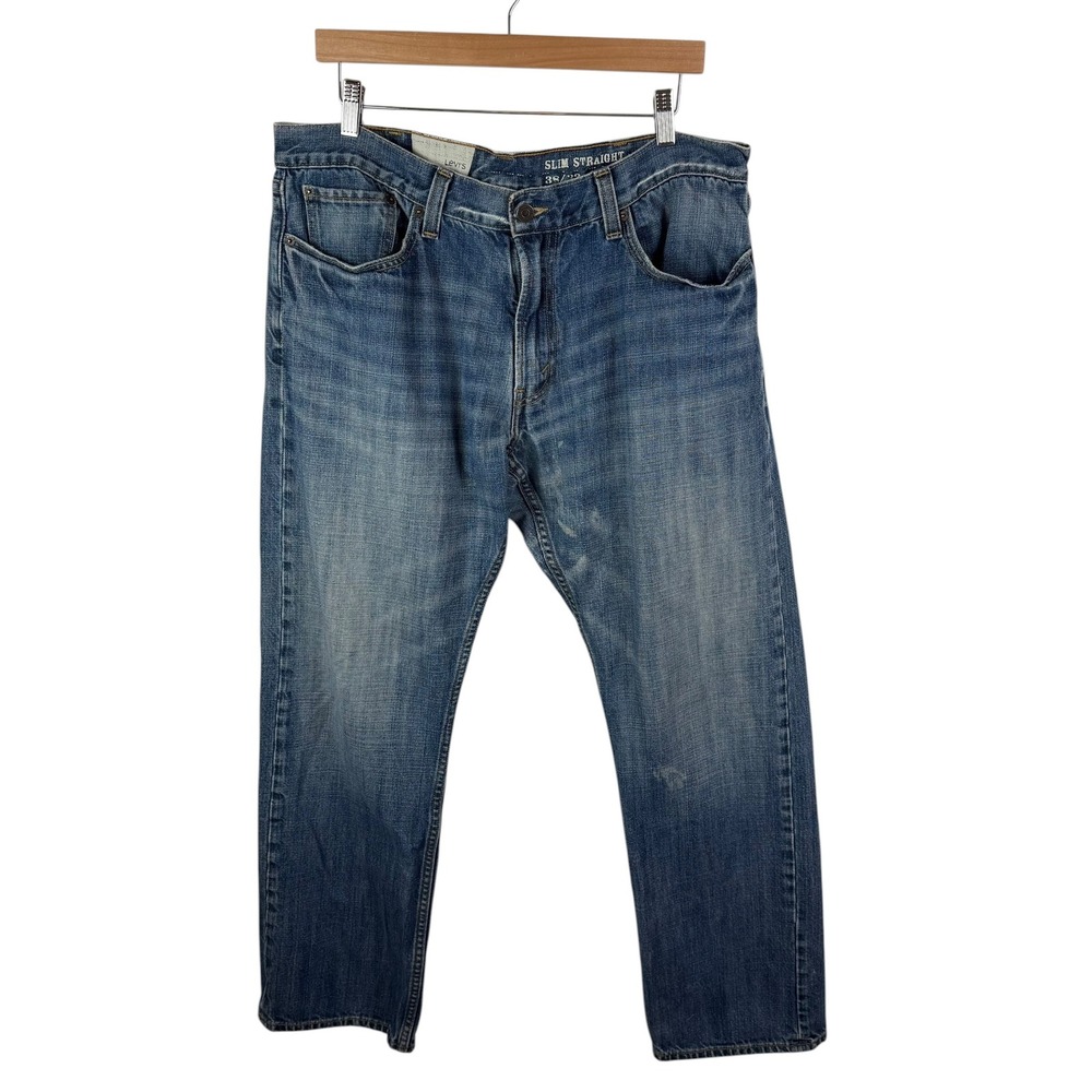 Levis 514 Mens Slim Straight Jeans Size 38x32 Blue Denim Medium‎ Wash Cotton